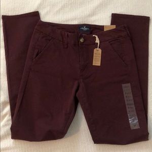 Maroon AEO Skinny Jeans